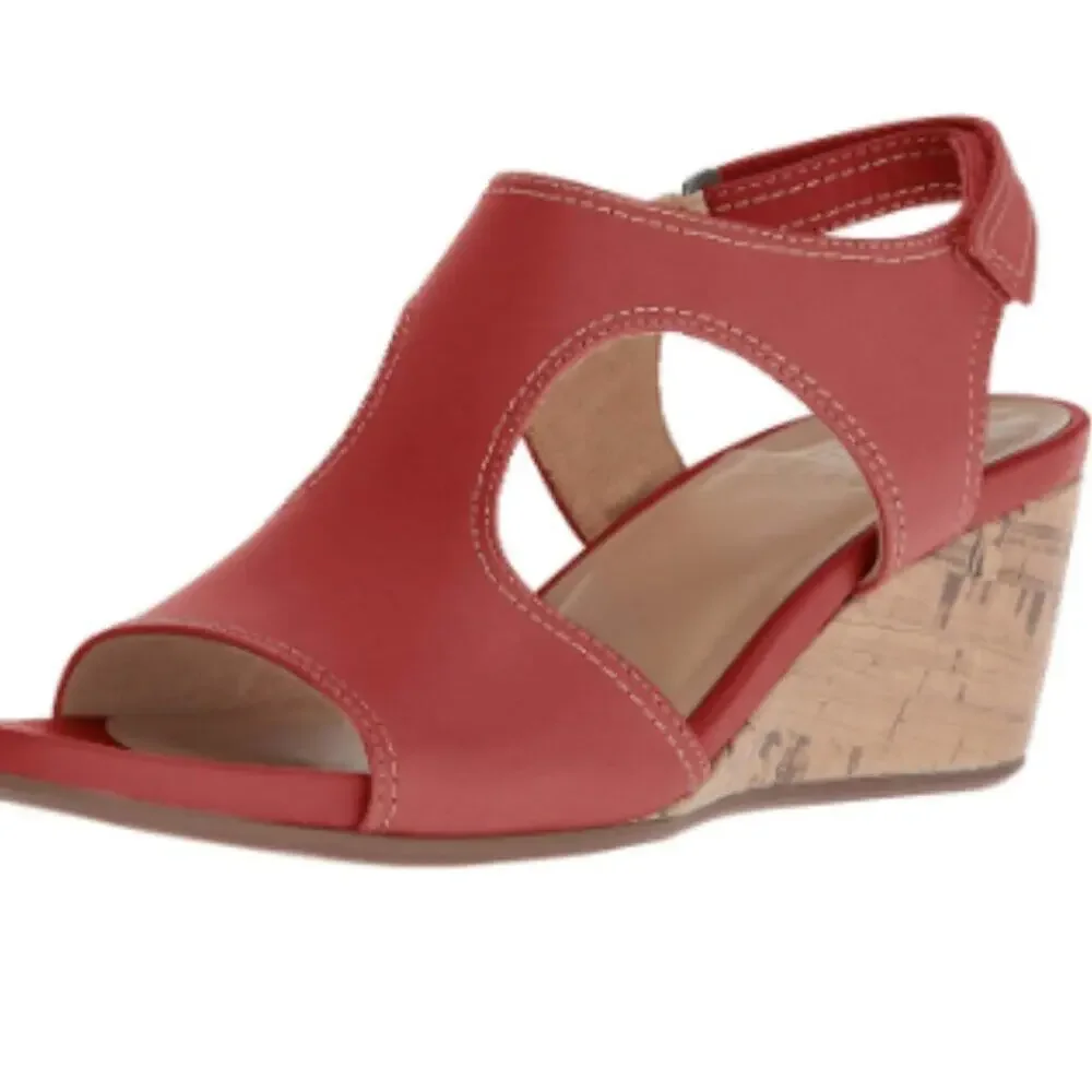 Naturalizer Cinda‎ Wedge Sandal Cork in Orange Papaya Taylor Swift Size 9.5